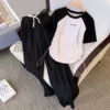 White black trousers, set