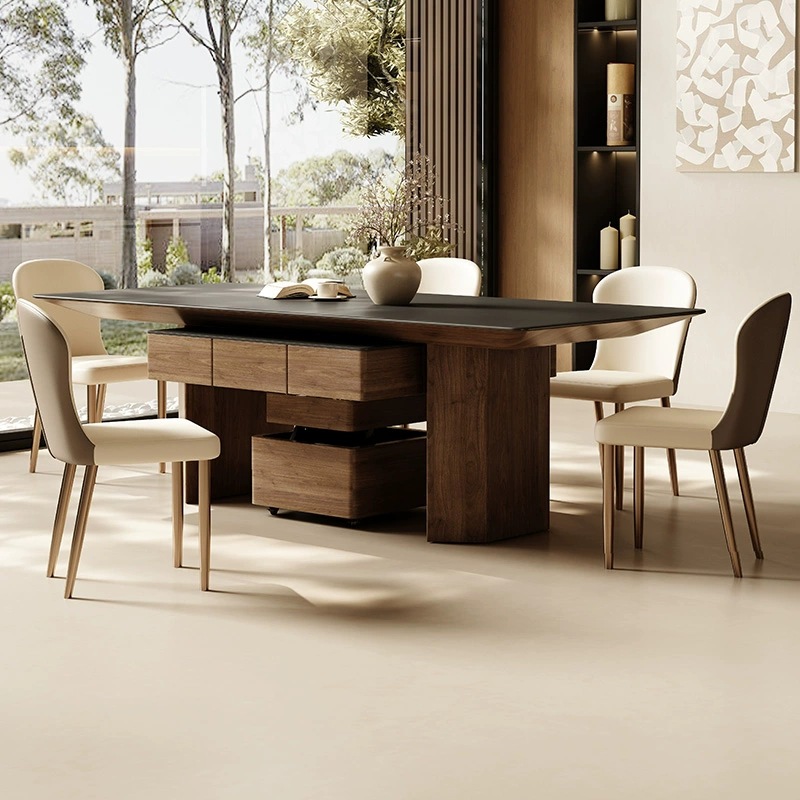 La mesa de mahjong se puede levantar, mesa de comedor de tablero de roca, muebles multifuncionales de doble uso, 2024 nuevo apartamento pequeño para el hogar