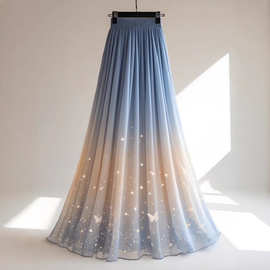 时尚高级感渐变色超仙漂亮半身裙女装2025秋季新款独特绝美a字裙