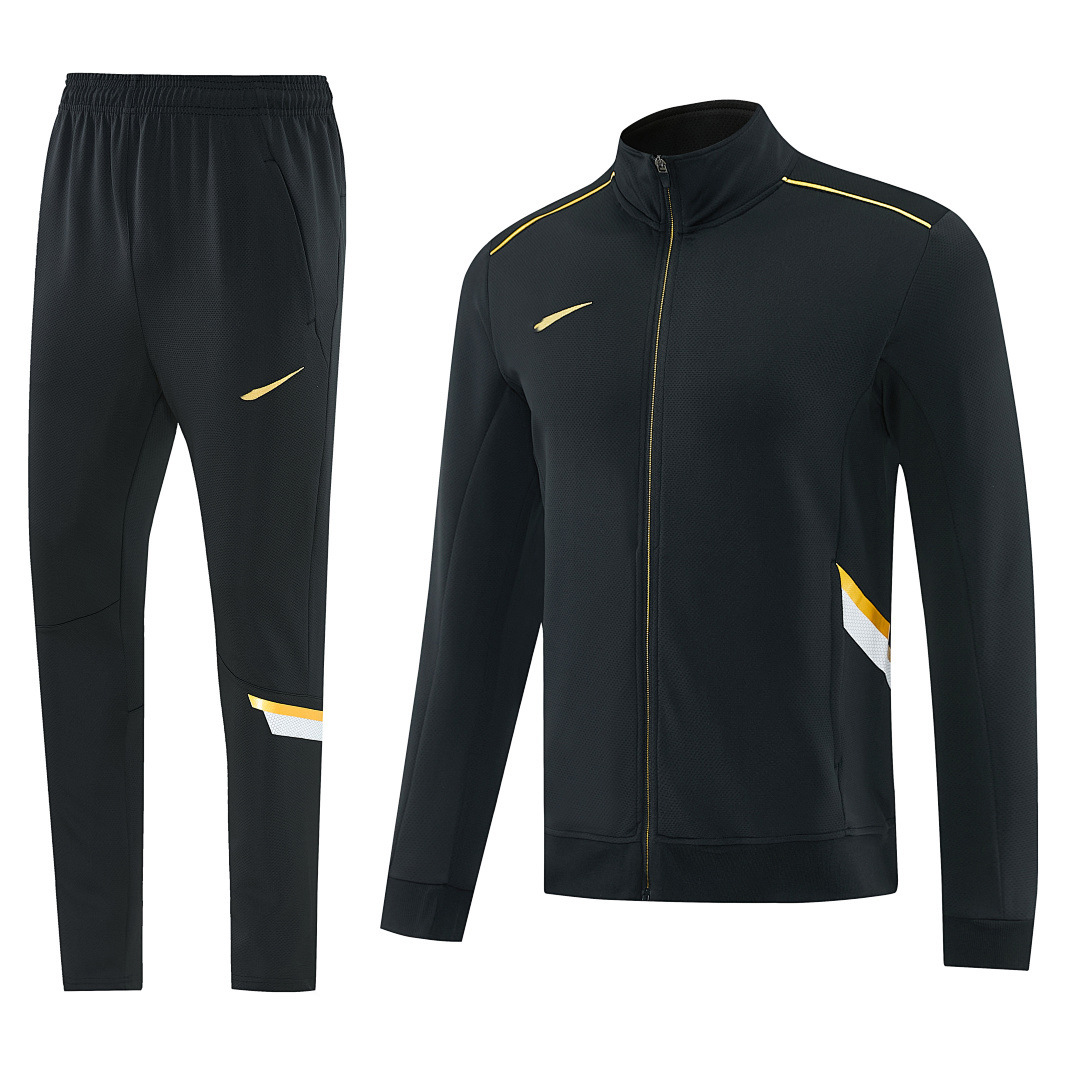 NJ traje de entrenamiento de manga larga Tracksuit pantalones de pierna con cremallera larga chaqueta ajustada traje de jersey fútbol Jacket