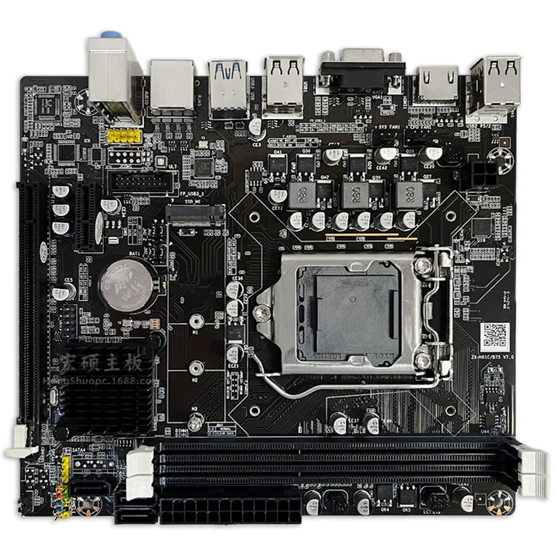 Оптовая новая материнская плата Hongshuo B75, 1155, DDR3, поддержка двойного/четырехъядерного процессора i3/i5/i7