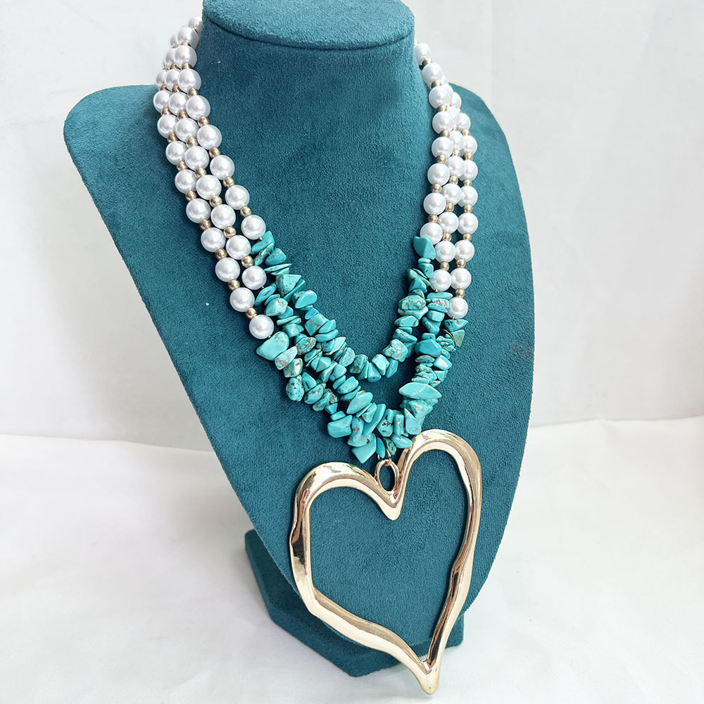 85g Weight Alloy Pendant Material Three Layer Necklace Classification Imitation Pearl Chain Material Beaded Chain Chain Type 1 Piece Quantity Casual, Party Occasion Imitation Pearl, Alloy Material Heart Shape Pattern Unisex Gender Exaggerated, Streetwear Style Exaggerated Streetwear Heart Shape Imitation Pearl Alloy Beaded Chain Statement Necklaces Wholesale 7