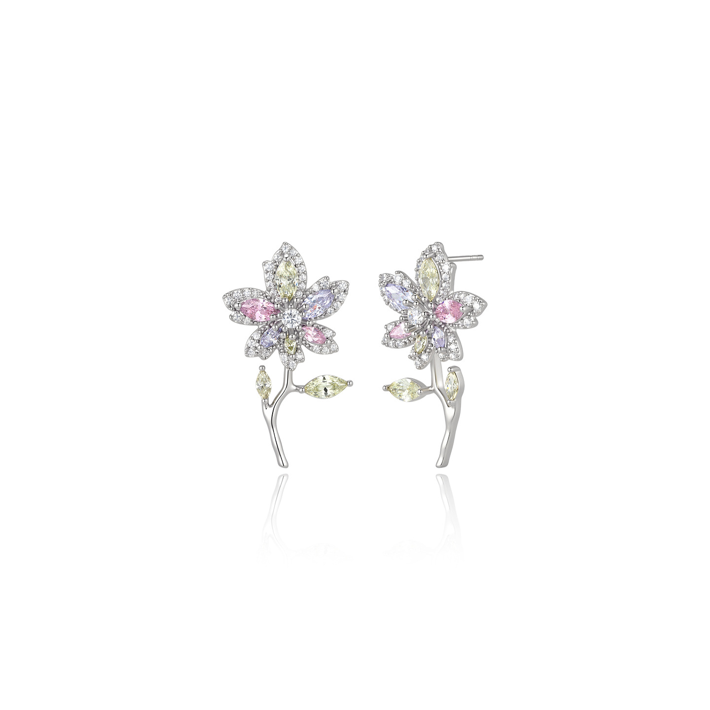 Xuping verano pastoral viento pequeño pernos de flores frescas moda color artificial gemas ligeras aretes de lujo aretes