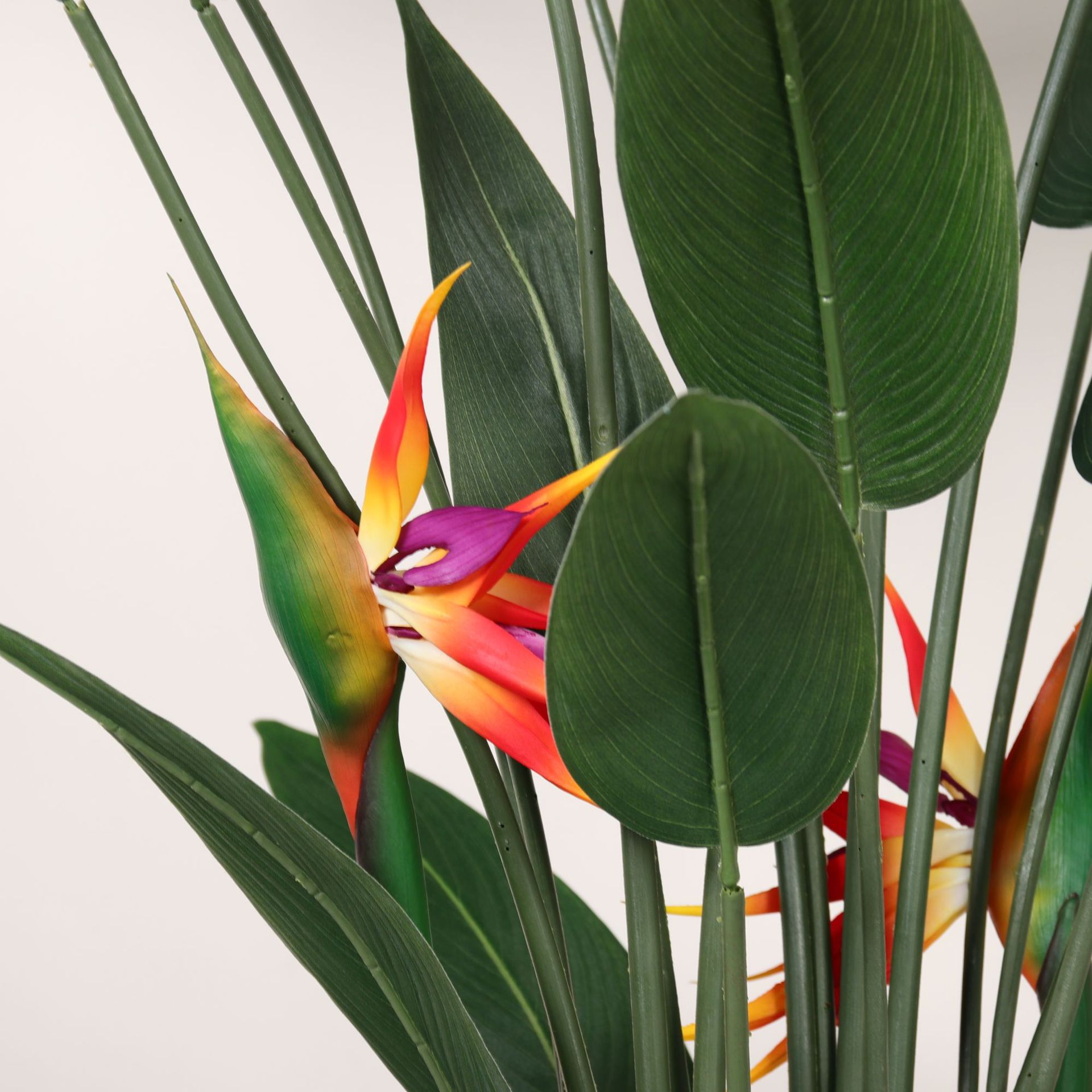 Planta verde de simulación a gran escala, pájaro del paraíso con flores, árbol falso, planta en maceta, sala de estar interior, decoración, paisajismo de plantas biónicas