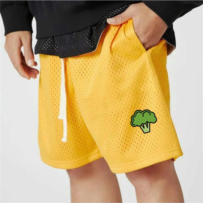 ins European and American Popular Broccoli Large Mesh Sports Shorts Men's Fitness Running Basketball Training Quick-drying Pants