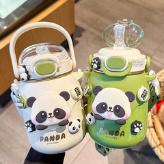 パンダ子供保温カップ大容量かわいい学生通学専用大腹カップ女子高颜値ストローカップ