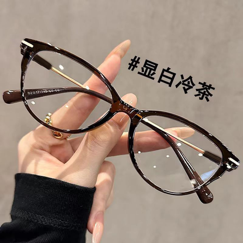 Retro de moda gafas de ojos de gato marco de alto valor facial versátil para mujeres de mediana edad protección de ojos anti-luz azul gafas de flores temperamento