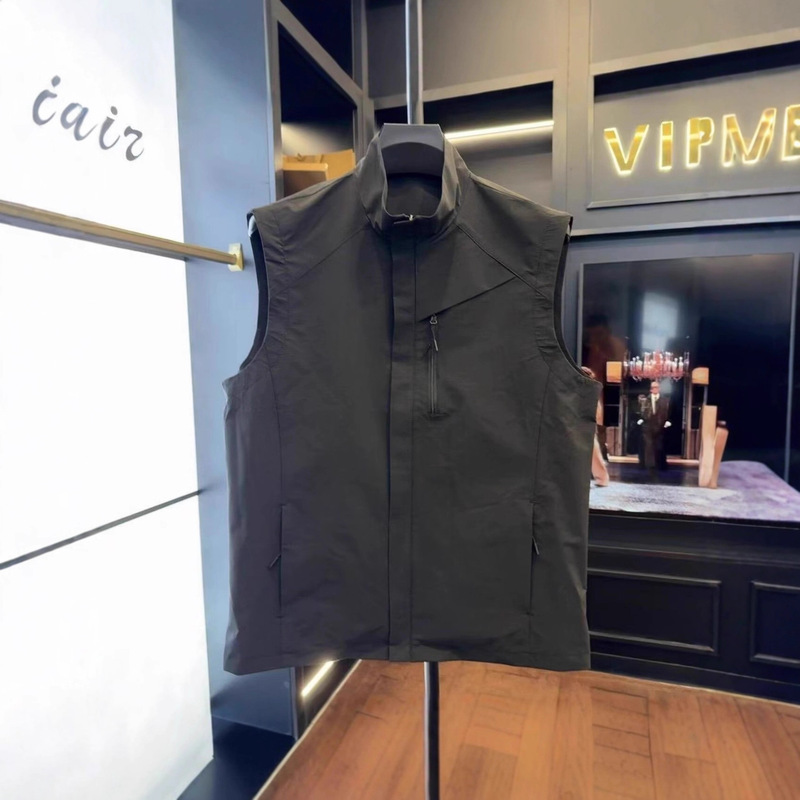 Business Casual Versatile Stand Collar Vest Slim Fit Light Luxury Soft Shell Waistcoat Jacket 2025 Autumn New Men's Coat