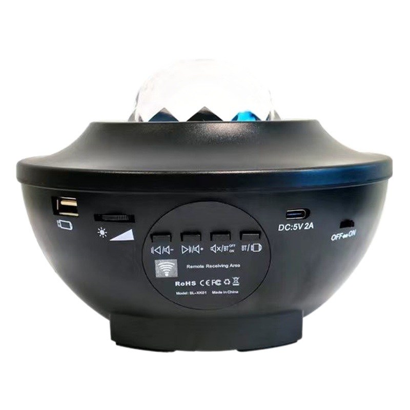 Proyección estrellada luz USB Bluetooth música giratoria agua ondulación estrellado láser etapa luz dormitorio atmósfera pequeña noche