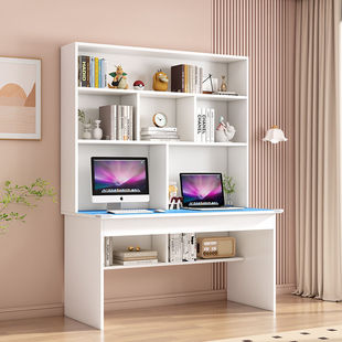 All Solid Wood Desk Bookshelf Integrated Computer Desktop Desk Children's Learning Writing Desk with Bookcase Double Student Desk