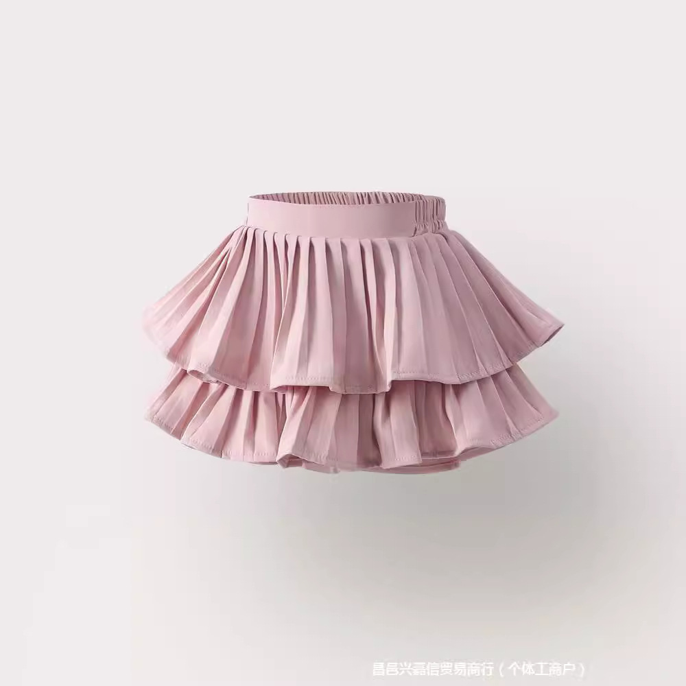 女童夏季蓬蓬裙短裙女孩粉色表演蛋糕裙a字裙裤半身裙洋气公主裙