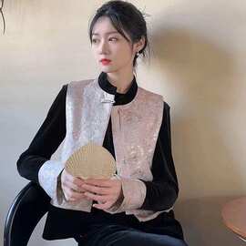 新款古风马甲国风女士外套薄款个性超仙上衣潮春款新中式时尚提花