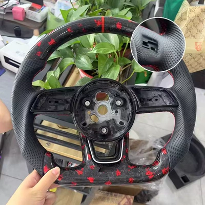 Suitable for Audi RS3 RS4 RS5 A3 A4 A5 S3 S5 red forged carbon fiber steering wheel (Steering wheel) - with-holes-no-markings