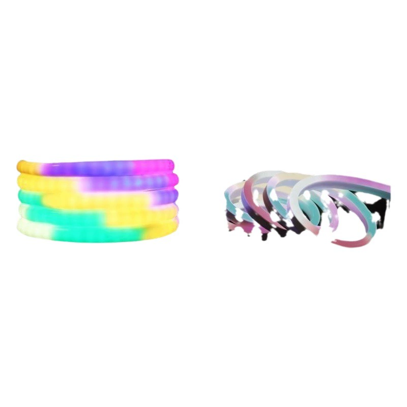 Светящаяся лампа на 360 градусов с круглой шестицветной вспышкой для скачек на 220 В, гибкая светодиодная лампа в форме струящейся воды, уличная водонепроницаемая и солнцезащитная