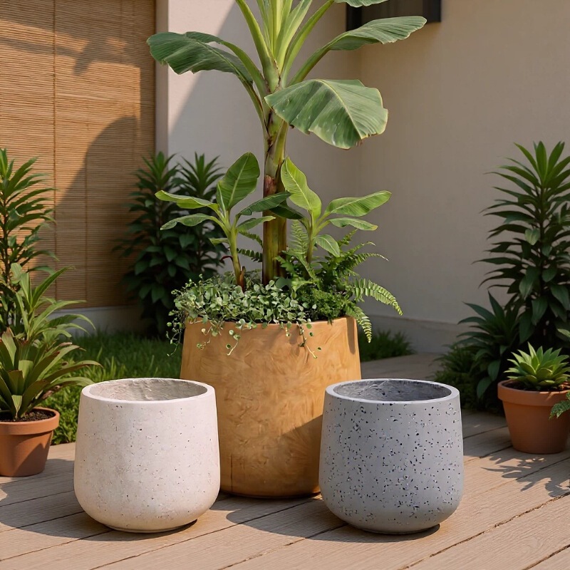 Nordic Style Wine Glass Type Magnesium Mud Flower Pot Balcony Living Room Floor Bonsai Container Round Wine Glass Cement Flower Pot
