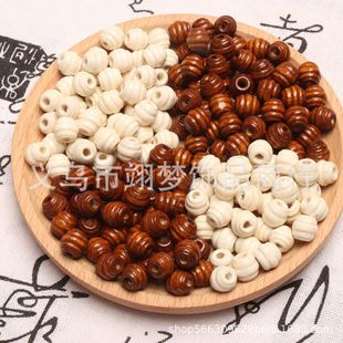 10mm Threaded Wooden Beads Beige Coffee Color Scattered Beads Spot Wholesale DIY Woven Beading Material