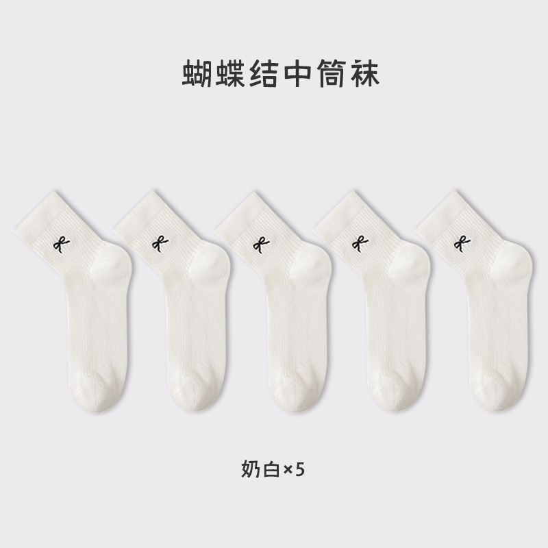 Calcetines de ballet de mujer primavera y verano, algodón japonés bordado, arco, calcetines de pila, Zhuhai al por mayor