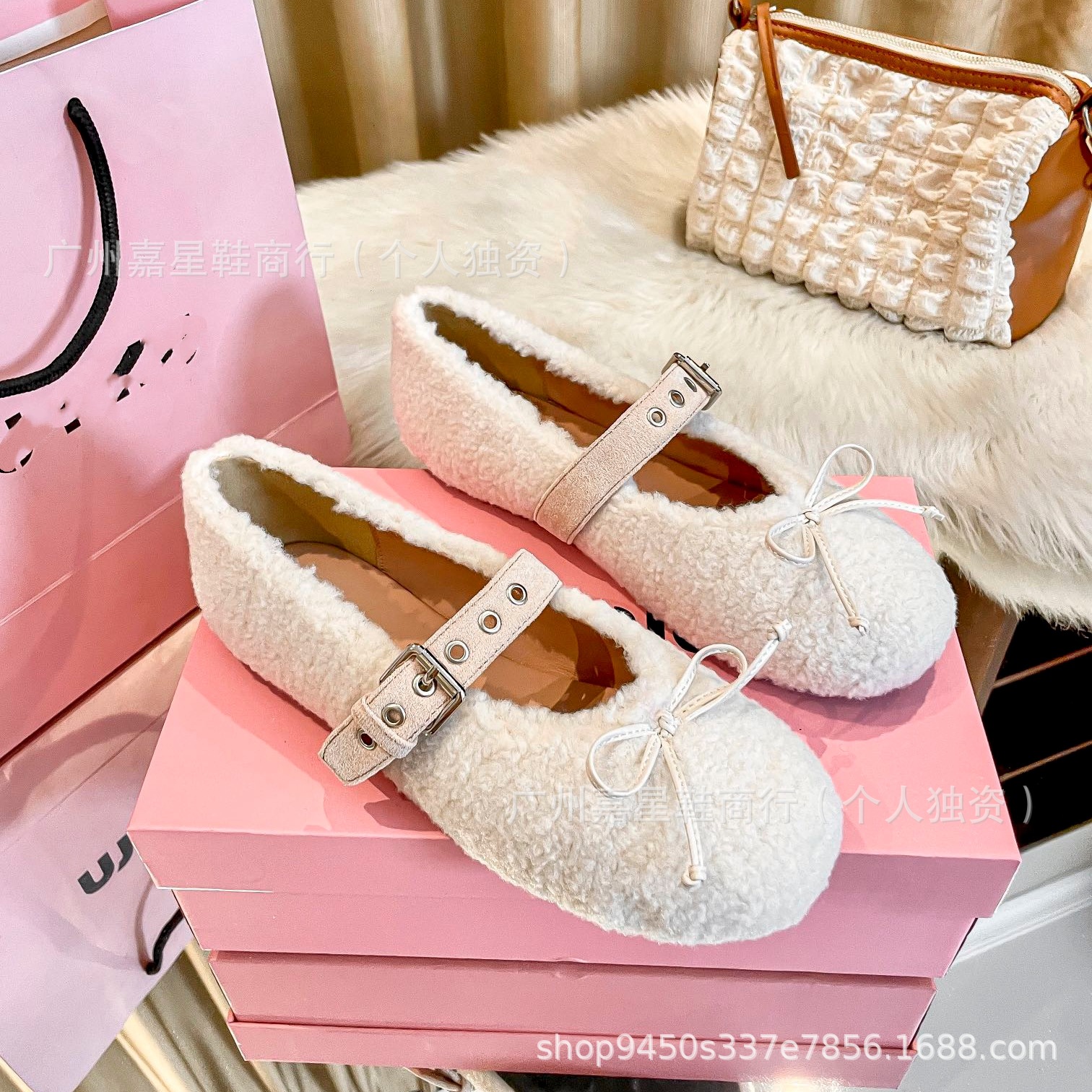 Mary Jane shoes, romantic and delicate fashionable ballet shoes flat with bow, adjustable strap