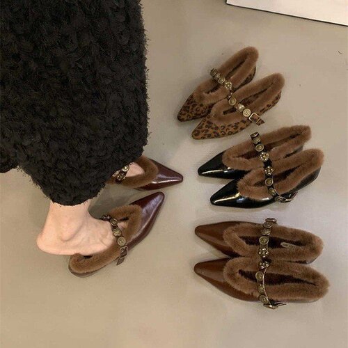 New plus-size fluffy single shoes, TEMU
