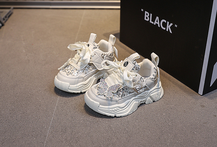 Girls Princess Sneakers With Soft Sole And Sequin Butterfly_voghion.com