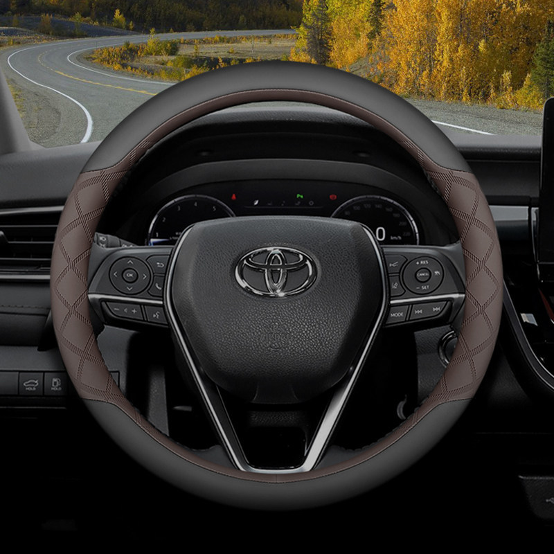 Rav4, Corolla, Levin, Hanwei, Landa, Steering wheel cover - black-brown-set-type-ultra-thin-style-default