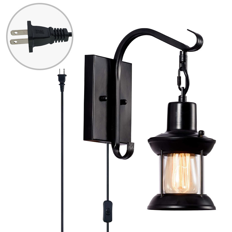 Explosión transfronteriza Zhongshan dedicada al estilo industrial americano retro lámpara de caballo lámpara de pared interruptor de enchufe corredor restaurante balcón