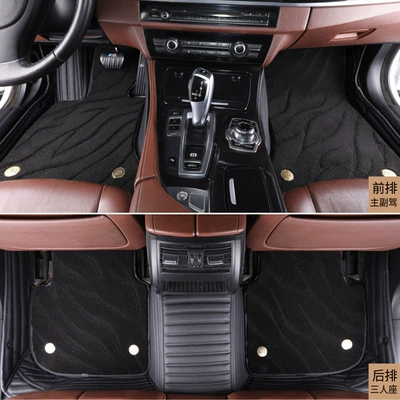 Cross-Border Sales of Small Striped Double-Layer Carpets, Fully Enclosed Car Floor Mats, Complete Range of European and American Models, Direct from the Source Factory (Modelə uyğun ayaqaltı) - single-set-order-contact-customer-service-to-change-the-price-black