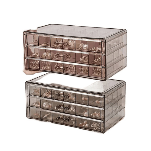 Drawer-style dustproof earring and earphone storage box, earring clip organizer, multi-layered diamond and pearl treasure box