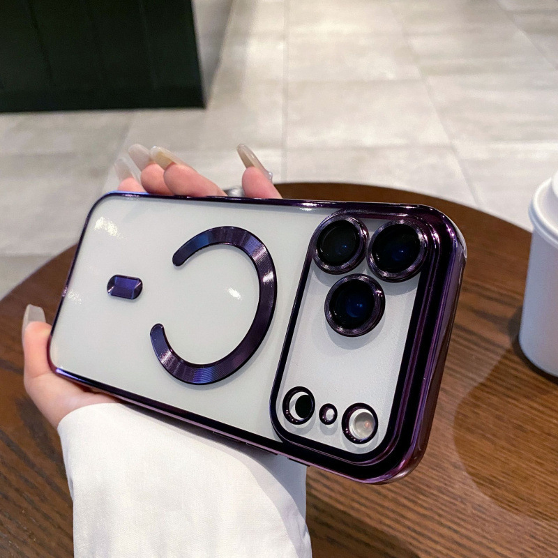 适用iPhone17PROMAX手机壳电镀磁吸带镜头膜苹果17Air透明防摔套|undefined