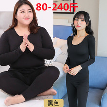 睡衣女秋冬季保暖内衣加肥大码抓毛加厚女士打底衣套装家居服批发