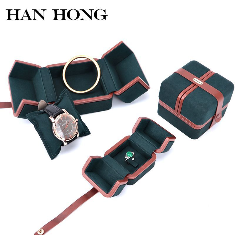 双开PU皮首饰盒戒指项链手镯吊坠首饰包装盒珠宝饰品收纳盒手表盒