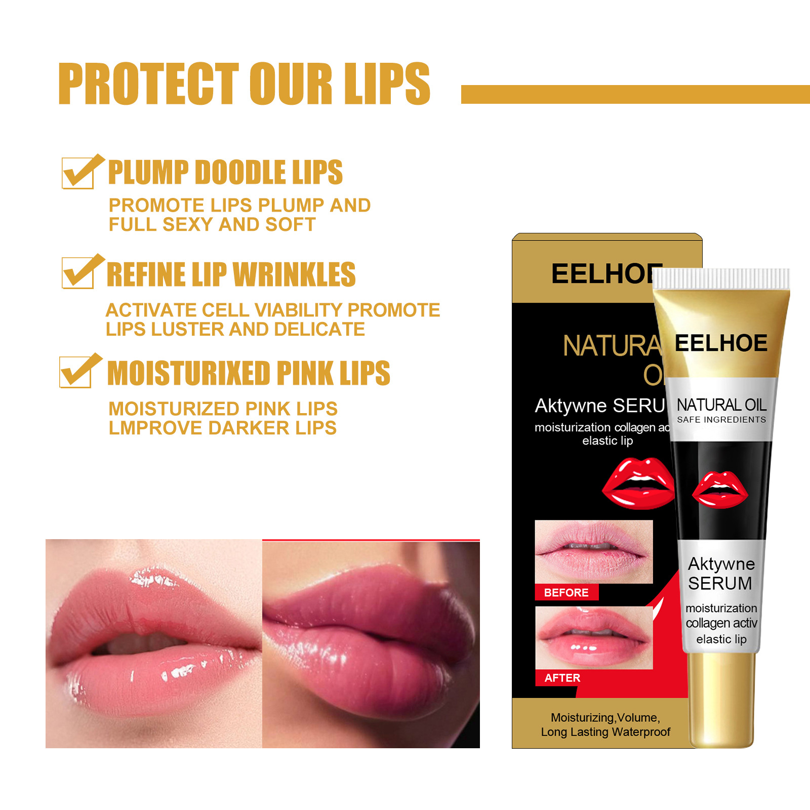 EELHOE Anti Lip Line Scrub Cream peelt, verblasst Linien, pflegt Lippenstift, spendet Feuchtigkeit und entfernt Lippenöl_voghion.com