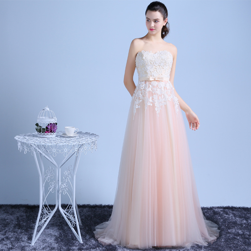 Europeo y americano Comercio exterior Amazon AliExpress deseo vestido de noche sexy tubo superior sin espalda encaje vestido de novia largo
