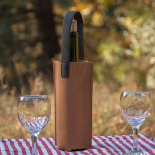 Cross-Border New Leather Portable Red Wine Bag Single Wine Red Wine Handbag Dinner Party Red Wine Bottle Cover