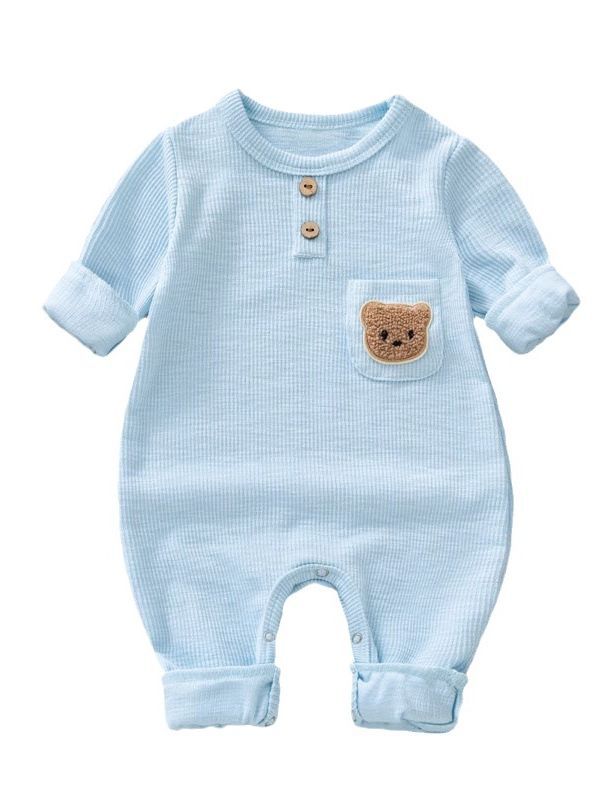 Bebé mono primavera y otoño manga larga delgada hombres y mujeres ropa de bebé pijamas sin hueso mameluco estilo occidental otoño mameluco