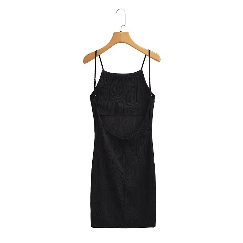 Women's Strap Dress Sexy Lettuce Trim Sleeveless Solid Color Above Knee Party Street display picture 5