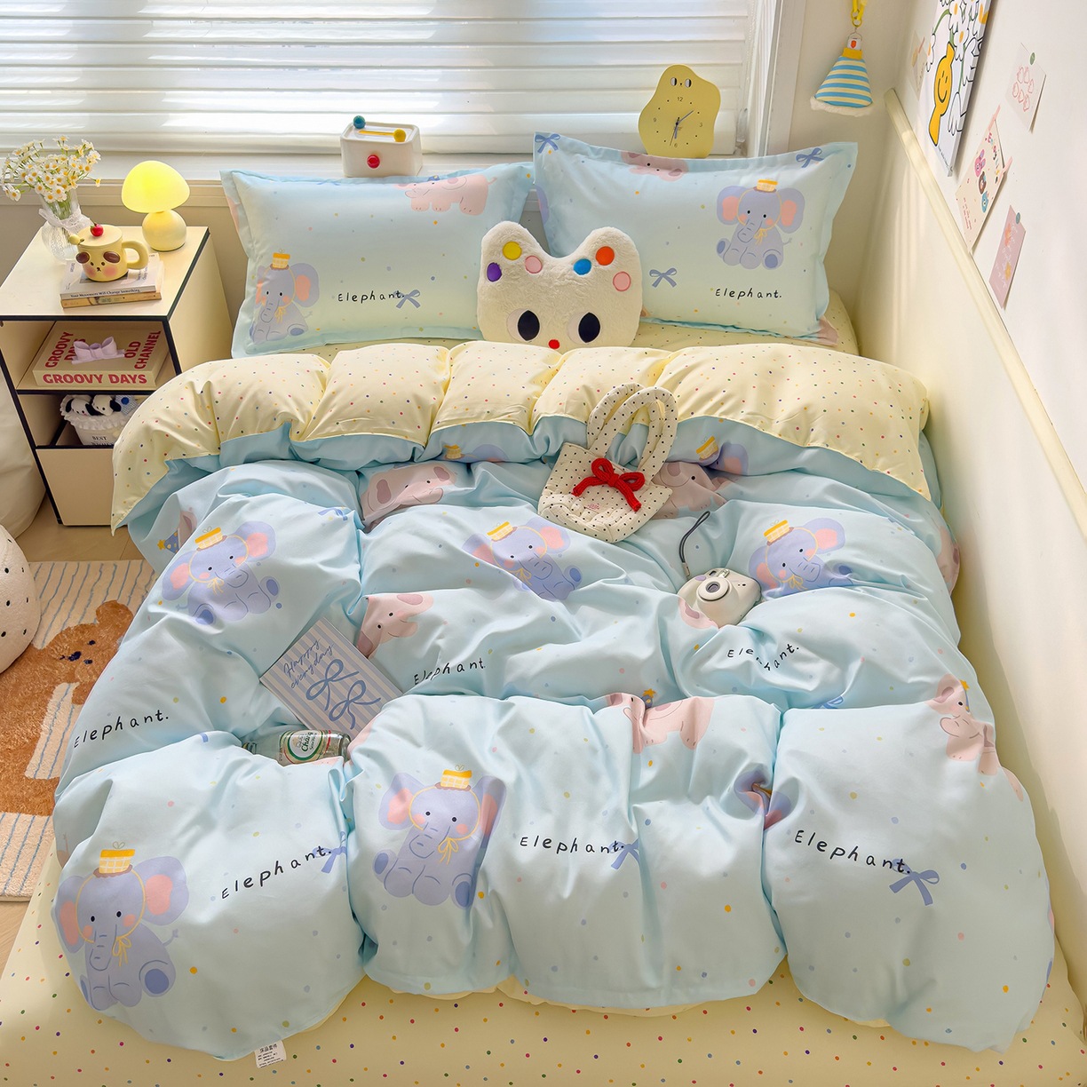 A類母子級ins小清新純綿磨毛四点セット肌シーツ水洗綿布団カバー寮三点セット