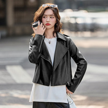 高级感海宁真皮皮衣女短款小个子潮流绵羊皮夹克时髦机车范皮外套