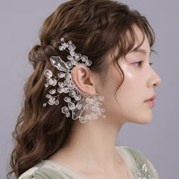Cross-border best-selling ethereal floral earrings, niche light luxury forest-style versatile earrings, bridal styling party photo accessories