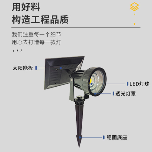 LED Solar Spotlight Outdoor Waterproof Garden Lamp Lawn RGB Colorful Tree Light Ground Plug Lamp Solar Lamp 