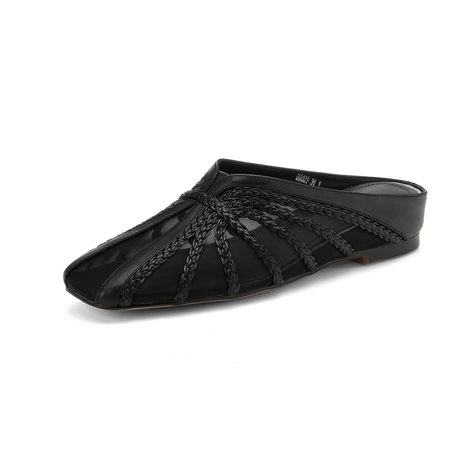 Dép sandal nữ mũi nhọn quai chữ V đế xuồng cao 7 cm, chất liệu lưới ren họa tiết hoa — đen chi tiết 19