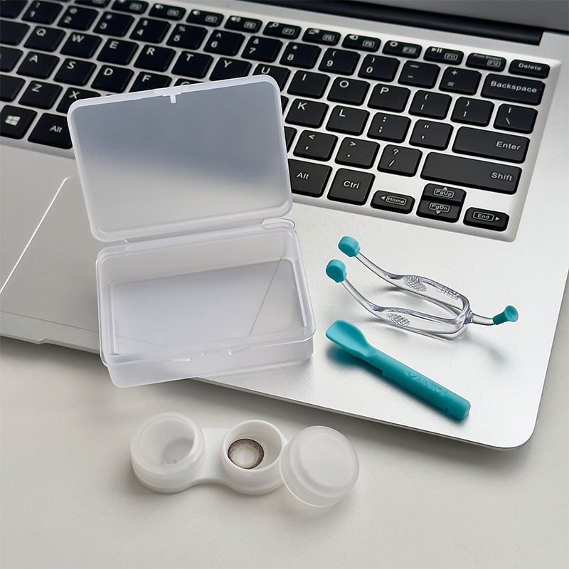 Contact Lens Applicator Tool, Suction Stick, Clip, Removal and Wearing Tool, Storage Box, Silicone Material, Portable