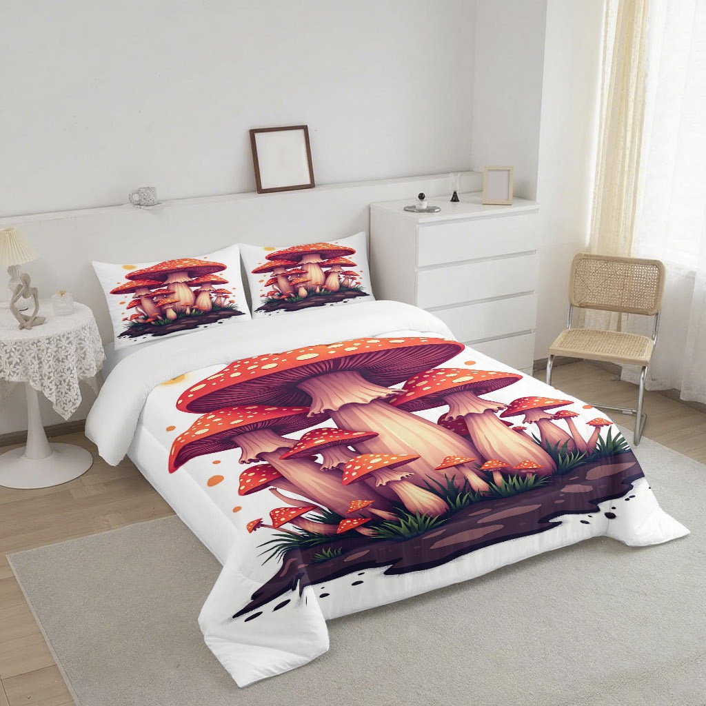 TEMU / JIT nuevo producto fantasía hongos 3D impresión digital 180gms edredón ropa de cama conjunto de fábrica suministro directo