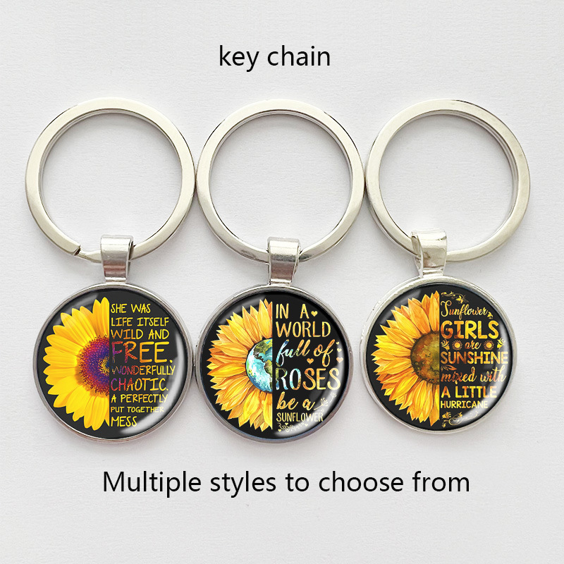 Cross-border New Product Accessories My Sunshine Sunflower Time Gem Retro Fashion Keychain Keyring Cross-border New Product Accessories My Sunshine Sunflower Time Gem Retro Fashion Keychain Keyring