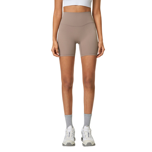 Nude Sensual Elastic Yoga Pants Abdominal and Hip-lifting Cycling Fitness Three-quarter Pants Tight Running Sports Shorts for Women DK067