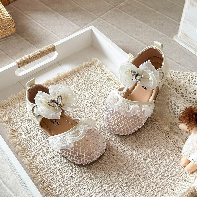 Sandali da ragazza in stile coreano con punta chiusa, scarpe da principessa argento con fiocco, suola morbida, performanti, estive, nuove._voghion.com