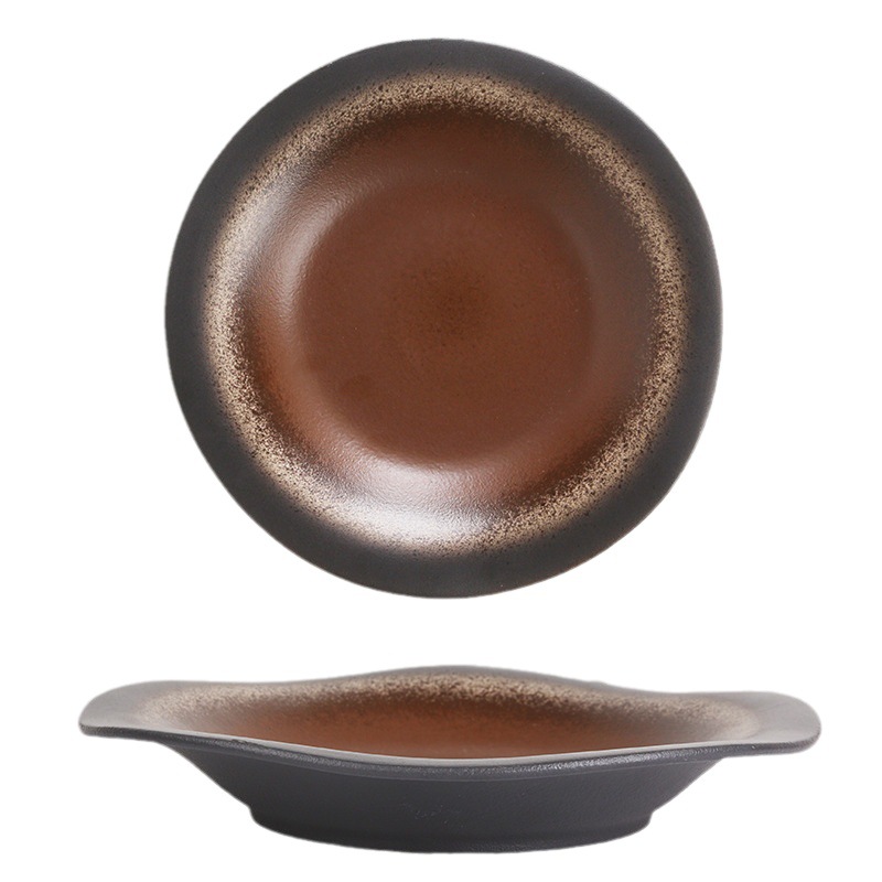 10.5-inch creativo vintage encaje en forma de plato de cerámica plato de cena Hotel hogar occidental plato de carne plato de pescado plato de fruta