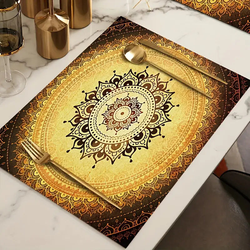 Transfronterizos lino almohadilla de mesa Aliexpress TEMU Amazon almohadilla de mesa cuadrada búfalo rojo almohadilla de Navidad Día de la Independencia