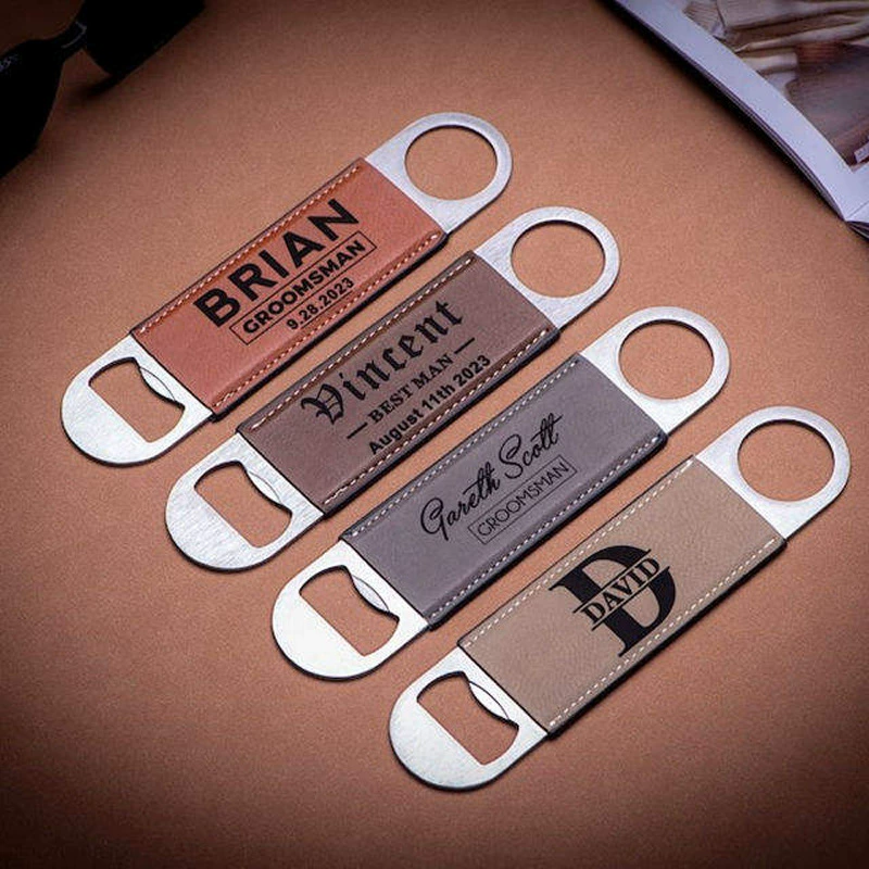 Открывалка для бутылок из искусственной кожи, ретро-открывалка для бутылок с защитным кожаным чехлом, открывалка для вина из нержавеющей стали с возможностью нанесения логотипа