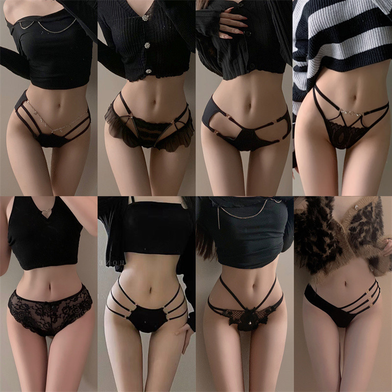 2024 popular new seamless romantic goddess hot briefs black lace transparent underwear women's low waist